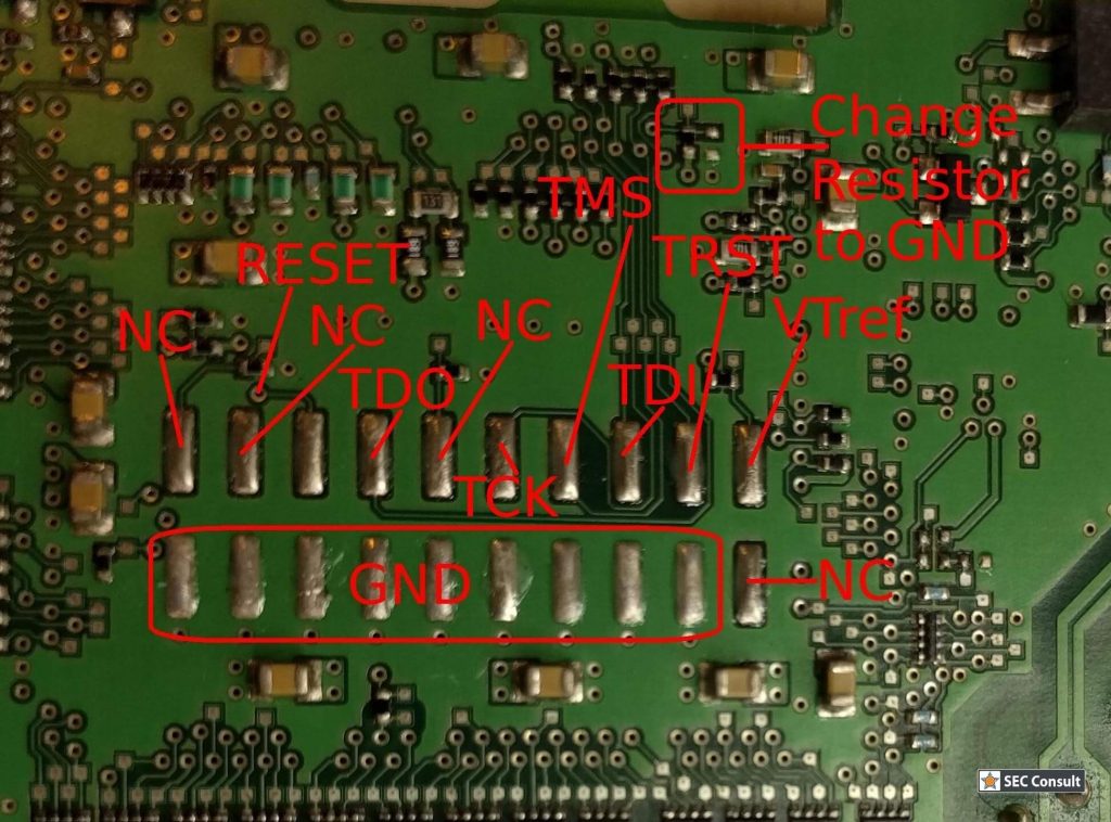 JTAG pinout on the board - SEC Consult