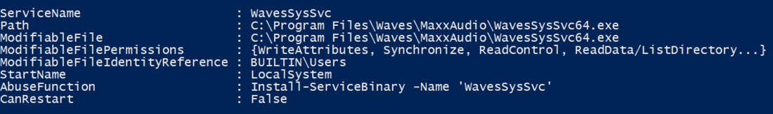 Figure shows binary file of a service WavesSysSvc - SEC Consult