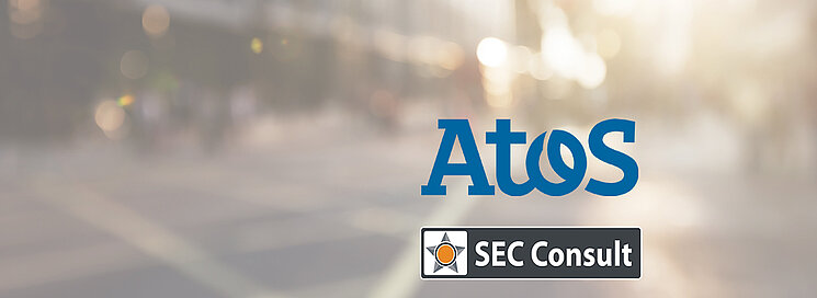 Banner image with Atos and SEC Consult Logos on blurred background