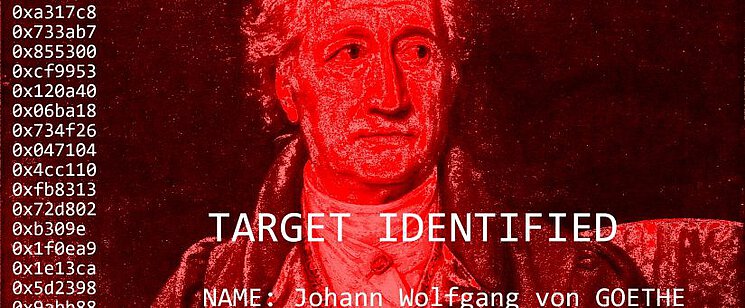 Bild von GOETHE mit der Tagline "Target identified" - SEC Consult