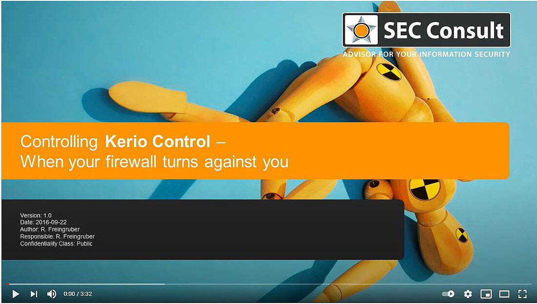 Kerio YouTube screenshot - SEC Consult