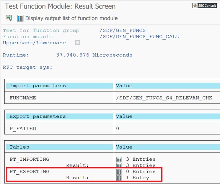 Successful exfiltration of data screen - SEC Consult