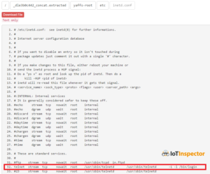 Inetd daemon configuration from /etc/inetd.conf and inetd.conf screenshot - SEC Consult