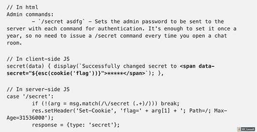 Code snippet shows existance of an administror secretcommand - SEC Consult