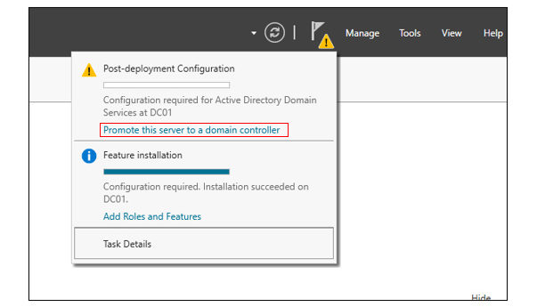Selecting Promote this server to a domain controller CTA screen - SEC Consult
