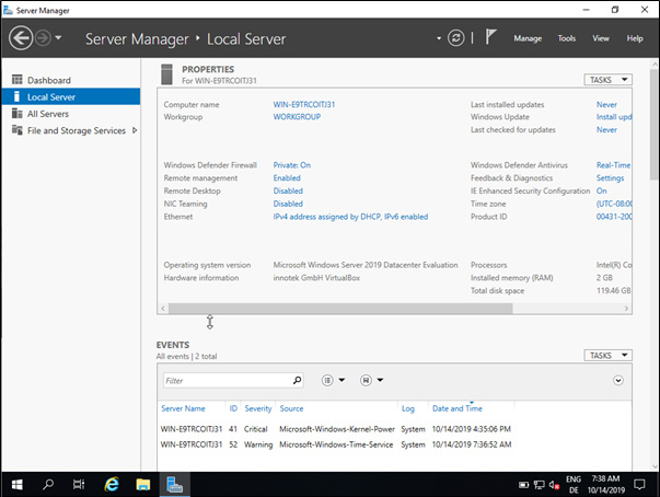 Renaming the computer in Server Manager screen - SEC Consult