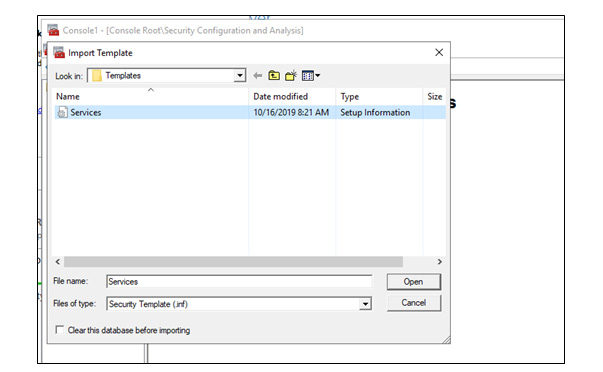 Import Template window with created templates screen - SEC Consult