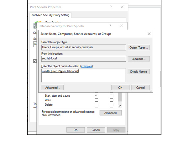 Permission granting for group or user screen - SEC Consult