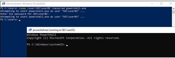 runas command to save user credentials in local credential manager screen - SEC Consult