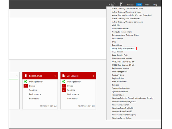  Tools and Group Policy Manager click prompts screen - SEC Consult