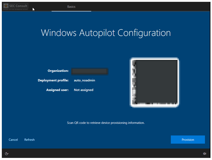 Windows autopilot screen - SEC Consult