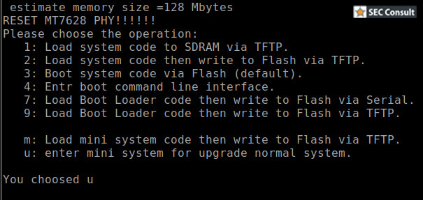 Screenshot of command line during reboot